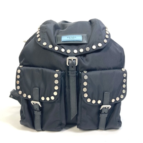 PRADA 1BZ811 logo backpack bag Backpack Black SilverHardware - Picture 1 of 10